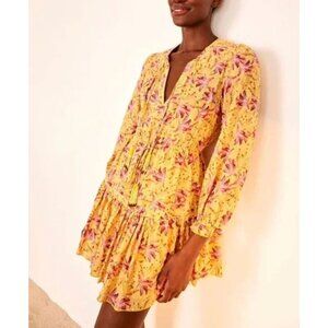 NEW Farm Rio Banana Sunshine Cotton Mini Dress Yellow Floral Sz S [jb]